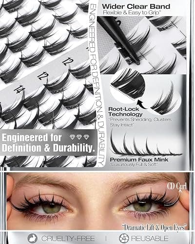Viva Lash Clusters Kit Manga Eyelash Clusters Anime Individual Lashes Spiky Cluster Eyelash Extensions Kit 8-18MM Fairy Cluster Lashes Clear Band Lashes Clusters with Bond and Seal Lash Glue thumbnail 3