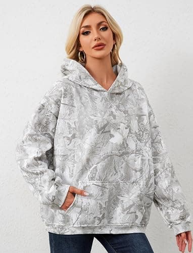 Dsewpaur Camo Fleece Hoodie For Men Women Long Sleeve Drop Shoulder Oversized Hooded Sweatshirt Pullover With Pocket thumbnail 4