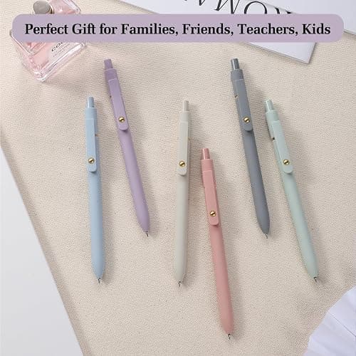 FIOVER Gel Pens, 6pcs 0.7mm Fine Point Black Ink, Smooth Writing Pens for Journaling, Nurse Aesthetic Cute Office School Supplies, Gifts for Women and Men (6Pcs Morandi-Black Ink) thumbnail 7