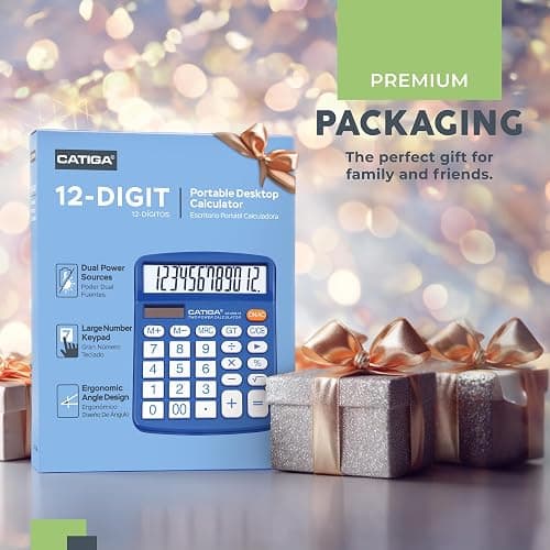 CATIGA Desktop Calculator 12 Digit with Large LCD Display and Sensitive Button, Solar and Battery Dual Power, Standard Function for Office, Home, School, CD-2786 thumbnail 2