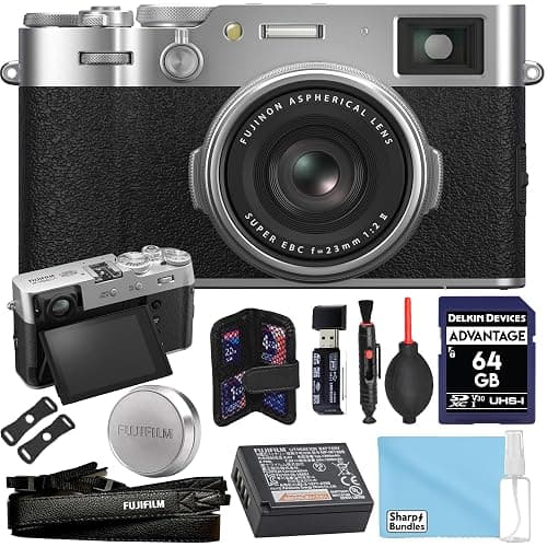Fujifilm X100VI Digital Camera (Silver) Premium Creator Bundle – 64GB SD Card, USB Reader, Cleaning Kit, Strap, Lens Cap, Air Blower, & Accessories - Image 1
