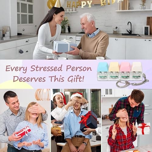 Keyboard Fidget Toys for Adults Keyboard Clicker with LED Light Keychain Fidget Sensory Fun Toys for Anxiety Decompression (Macaroon1, 4 in 1) thumbnail 6