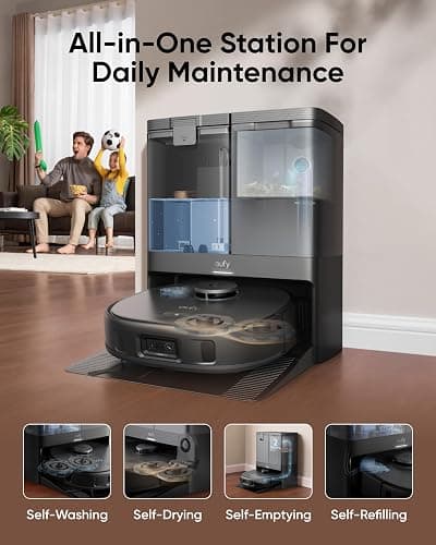 eufy X10 Pro Omni Robot Vacuum Cleaner With Mop, Incredible Suction, Dual Mops with 12 mm Auto-Lift and Carpet Detection, AI Obstacle Avoidance, Auto Mop Washing&Drying, Self-Emptying, Self-Refilling thumbnail 3