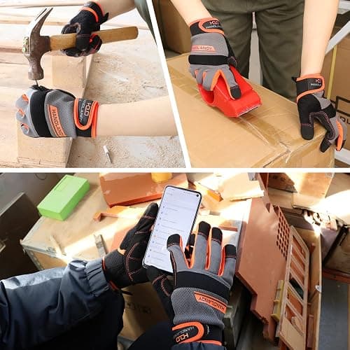 HANDLANDY Work Gloves for Men & Women, Utility Mechanic Working Gloves Touch Screen, Flexible Gardening Gloves for Yard thumbnail 8