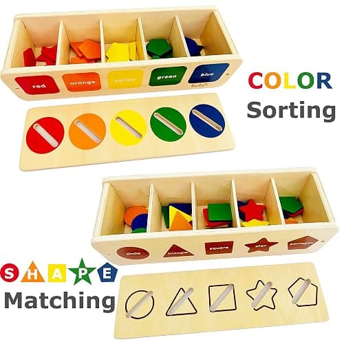 Dailyfunn Montessori Toys Color&Shape Sorting Learning Matching Box for Baby Toddlers 1-3 Year Old thumbnail 5