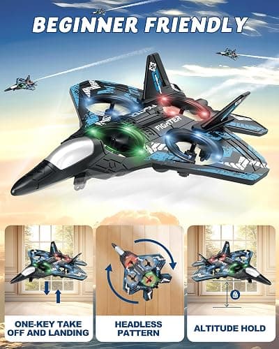 JoyRapt Drones for Kids Form RC Plane, Remote Control Airplane, Aircrafts Toys for Boys, Jet Helicopter Drones with LED Lights 360° Flip, Gifts for 6 8 10 Year Old Boys, 2 Rechargeable Batteries thumbnail 2