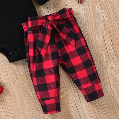 Aalizzwell Preemie Newborn Infant Baby Girls Clothes Ribbed Romper Bodysuit Pants Set Fall Winter Outfits thumbnail 3