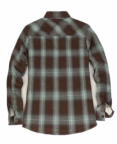 ThCreasa Womens Sherpa Lined Flannel Jacket with Hand Pockets, Plaid Button Down Fuzzy Shirt Jackets thumbnail 2
