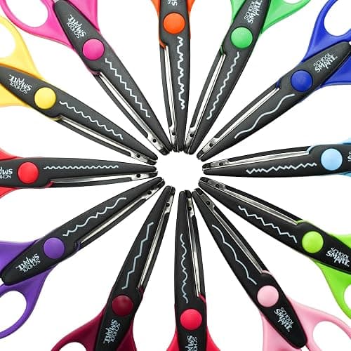 School Smart Paper Edger Scissors, 6-1/2 x 2-1/2 Inches, Assorted Colors, Set of 12 thumbnail 10