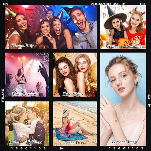 Christmas Glitter Face Tattoo,Diesetsr Body Glitter Temporary Tattoos Patches, Festival Rave Outfits for Women, Sparkle Patches for Kids, Party Christmas Festival Decorations,30 PCS thumbnail 4