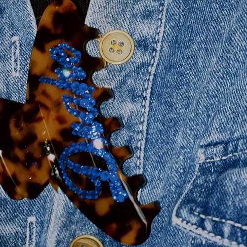 Personalized Rhinestone Hair Claw Barrettes - Custom Name/Number, French Design Cellulose Acetate Clips for Women & Girls (Tortoise, 4") thumbnail 3