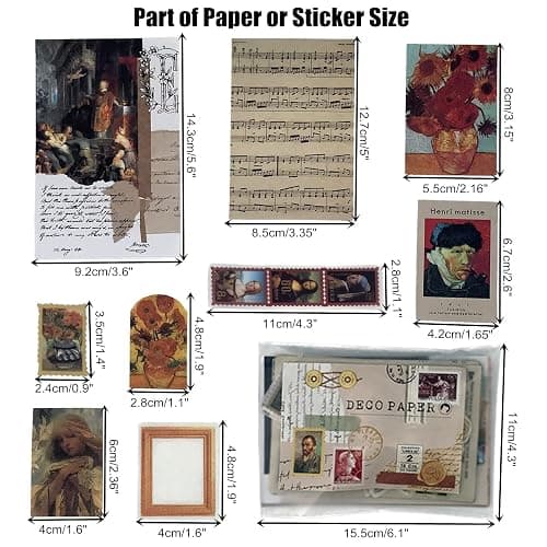 200PCS Vintage Scrapbooking Supplies Kit for Journaling,Bullet Journals Junk Journal Planners Aesthetic Cottagecore Room Decor Wall Art Collage Album(Artistic) thumbnail 3