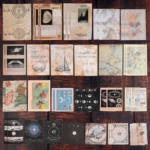 Vintage Scrapbooking Supplies, 200 Sheets of Scrapbook Paper Junk Journal Supplies Craft Kits for Bullet Journals Supplies Journaling Supplies Room Decor Aesthetic Vintage Album Wall Art ( Astrology ) thumbnail 3