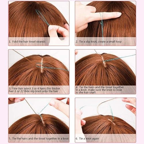 Hair Tinsel Kit With Tool 6800 strands 16 Colors Fairy Hair Tinsel, Sparkling Shiny Hair Tinsel Heat Resistant Highlights Glitter Tinsel Hair Extensions (48 Inch) thumbnail 7