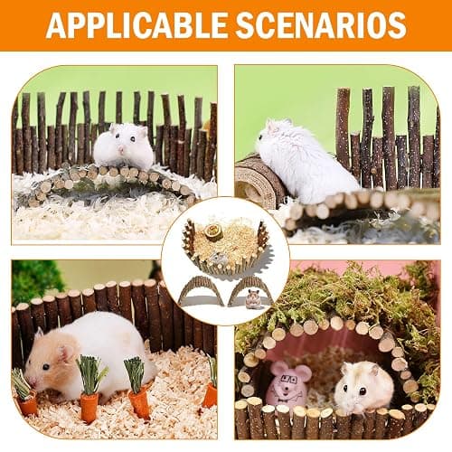 3 PCS Hamster Suspension Bridge Toy, Reptile Hideout Bendable Wooden Bridge 50cm Natural Hideout Molar Chew Toys Toy Wood Ladder Reptile Tank Habitat Decor Wooden Hiding Hut thumbnail 7