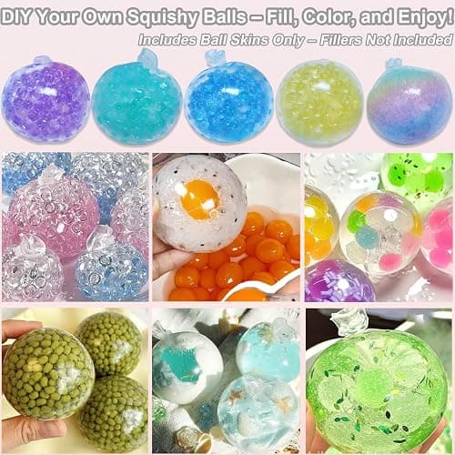 15pcs DIY Stress Ball Kit – Blank Skins with Air Pump & Expander Tool for Making Pressure Balls, Make Your Own Fidget Pressure Balls (15Transparent) thumbnail 3