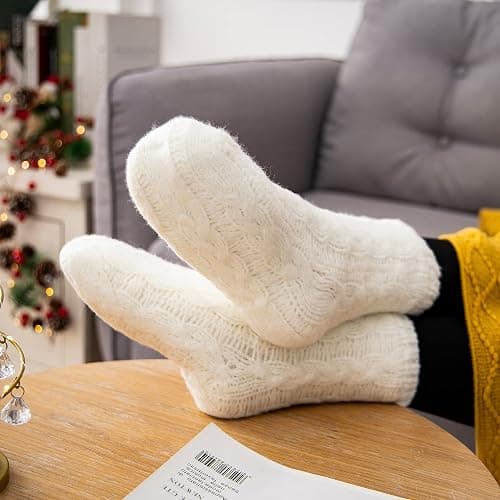 Gealaek Women Slipper Socks Winter Thick Fuzzy Warm Cozy Soft Sherpa Lined Socks Non Slip with Grippers thumbnail 9