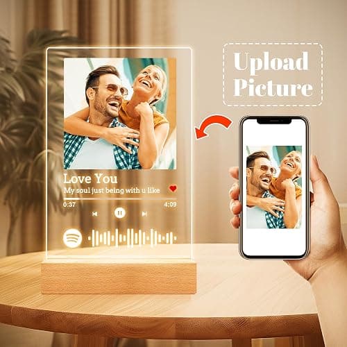 Custom Spotify Plaque, Customized Acrylic Song Plaque Photo Frame, Personalized Picture Frame, Personalized Christmas Anniversary Birthday Gifts for Women Men Girlfriend Boyfriend Her Him Couples thumbnail 2