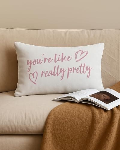 FGFK Preppy Pink You're Like Really Pretty Pillow Cover 12x20, Trendy Girly Pink and White Inspirational Decorative Throw Pillow Cover for Nursery Girls Room Bedroom Dorm Apartment Sofa Couch thumbnail 5