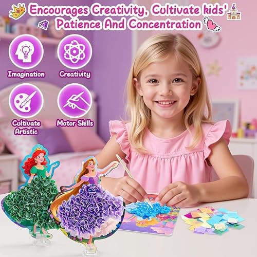 8PCS Poke Art Kits - Magical Princesses, Mess-Free Fabric Creative Art, DIY Arts and Crafts Toys for Kids Ages 3-12, Birthday Gifts & Party Favors for Girls & Boys 4, 5, 6, 7, 8, 9 Years Old thumbnail 6