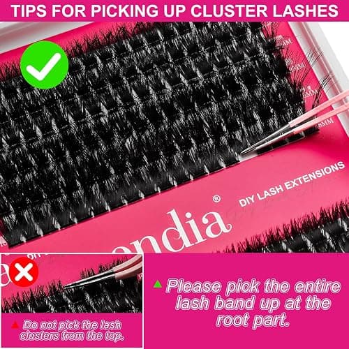 Fowendia Lash Clusters Kit Fluffy 80D 100D Individual Lashes Cluster Lashes Kit D Curl Cluster DIY Eyelash Extensions 10-18mm Bond and Seal Waterproof, Lash Applicator, Thick False Eyelashes thumbnail 6