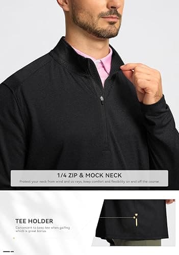 Obla Golf Quarter Zip Pullover for Men Mock Neck Sweatshirt Lightweight Sun Protection Men's Long Sleeve Golf Shirt thumbnail 4