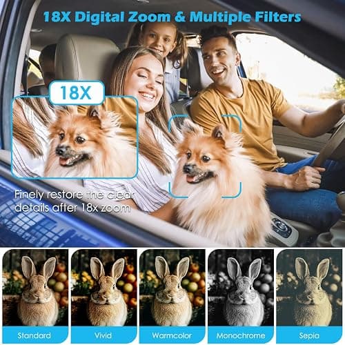 5K Digital Camera, 75MP Vlogging Camera with 64GB SD Card, 2.8'' 180° Flip Screen, 18X Digital Zoom, AF Autofocus, Antishake, Flash, Compact Point and Shoot Digital Cameras for Beginners Teens Adults thumbnail 4