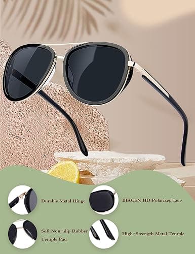 BIRCEN Polarized Sunglasses for Women UV - Protection Womens Retro Mirrored Shades with Acetate Frame BC2001 thumbnail 5