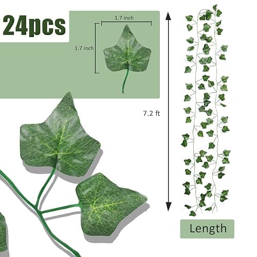 RECUTMS Fake Vines 24 Pack 173 FT Artificial Ivy Leaves Wall Decor Leaf Plants Greenery Garland Hanging Plant Vine Fake Leaf Vines for Room Garden Office Wedding Wall Decor thumbnail 3
