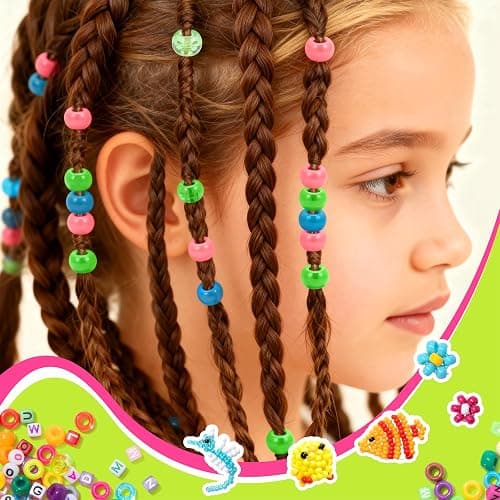 Simetufy 10000PCS Pony Beads Bulk, 48 Colors 6x9mm Kandi Beads for Bracelet Making Rave Kandi Hair Braiding Key Chains DIY Crafts Gifts (5.73LB, Stack Box) thumbnail 11