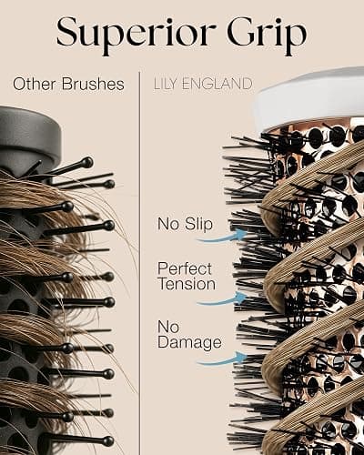 Lily England Round Hair Brush Set, 4 Piece Professional Blow Dry Kit with 3 Round Brushes and Comb for Styling, Beauty Gifts Sets for Women (White) thumbnail 4