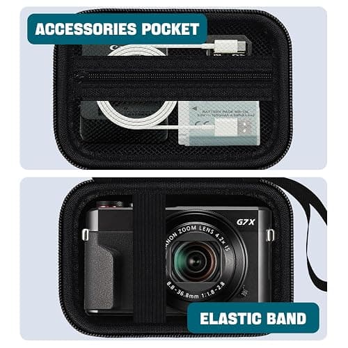 HESPLUS Camera Case for Canon PowerShot G7X Mark III/ G7 X Mark II/ SX740 hs Digital Camera, 4K Vlogging Camera Protective Cover Hard Travel Storage Bag, Mesh Pocket fits Cable, Batteries, Black thumbnail 5