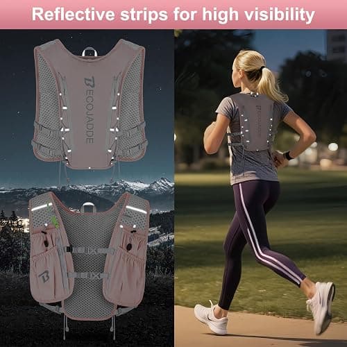 BECOJADDE Running Vest Hydration Backpack for Men Women, 5L Lightweight Running Backpack Hydration Pack for Marathon, Trail, Cycling, Hiking, Jogging thumbnail 6