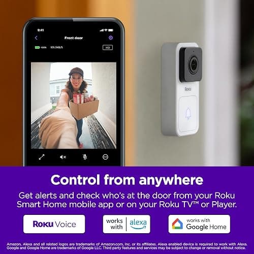Roku Smart Home Wired Video Doorbell & Chime - 1080p HD Night Vision Ultrawide View Doorbell Camera with Motion & Sound Detection, 2-Way Audio & Compatible with Alexa & Google (Renewed) thumbnail 3