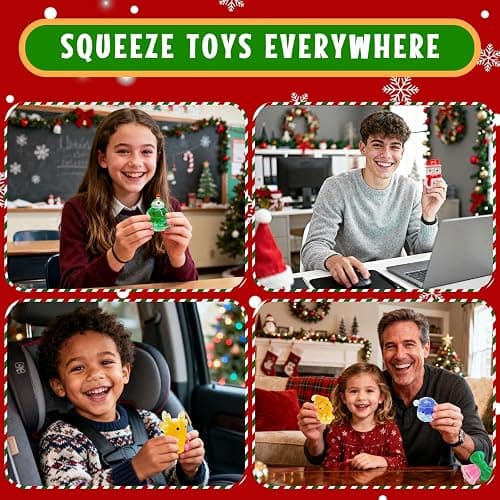 24 Pcs Squeeze Shapes Stress Squishy for Christmas Christmas Fidget Christmas Party Favors for Stocking Stuffers Prizes & Gift Box thumbnail 7