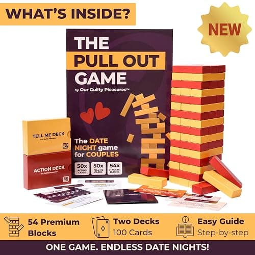 The Pull Out Game - Flirty Date Night Game for Couples, Romantic Block Tower with 100 Cards, 50 Action & 50 Tell Me - Perfect for Any Relationship or Valentines Day Gift thumbnail 3