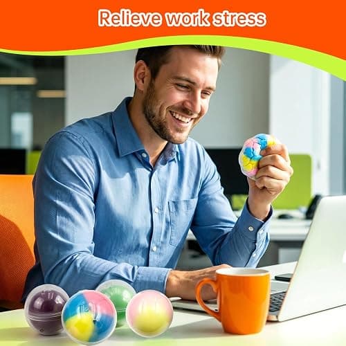 4 Pack Wax Cracking Squishy Stress Balls, Crunchy Crackable ASMR Fidget Sensory Toys, Dreamy Swirl Colors, 2.75 Inch, Fun for Anxiety Relief thumbnail 2