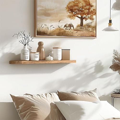 GXYAWPJ 24 Inch Floating Shelves for Wall Rustic Light Wood Wall Shelves for Bedroom Set of 4 thumbnail 7