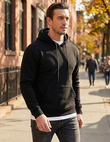 JMIERR Mens Casual Cotton Hooded Collar Drawstring Hoodies Pullover Sweatshirts Casual Long Sleeve Shirts thumbnail 3