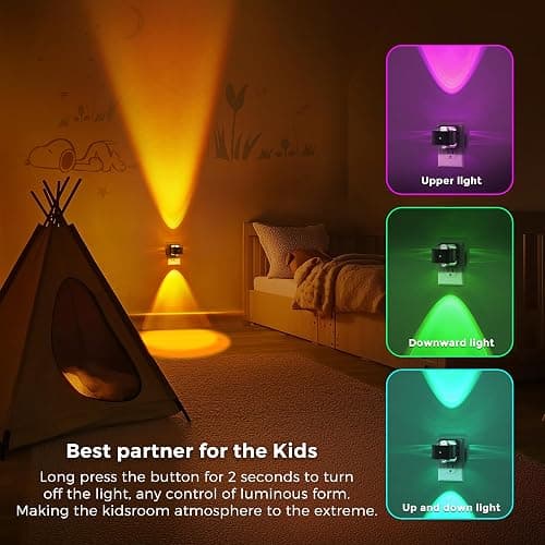 L LOHAS LED Night Light Projector, Color Changing Night Light Plug into Wall, Dusk to Dawn Sensor, Rotating Nightlight, RGB Ambient Lighting for Bathroom, Gaming Room, Gifts,1 Pack thumbnail 5