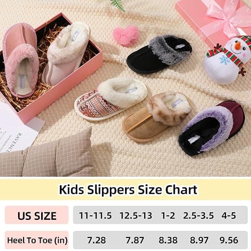 Besroad Kids Slippers Girls Boys Fuzzy House Slippers Warm Memory Foam House Shoes Soft Plush Bedroom Slippers Slides Indoor Outdoor thumbnail 2