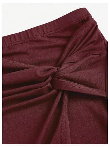 Verdusa Women's 2 Piece Vacation Outfits Ruched Crop Halter Top with Slit Bodycon Long Skirt Y2k Clothing Set thumbnail 3