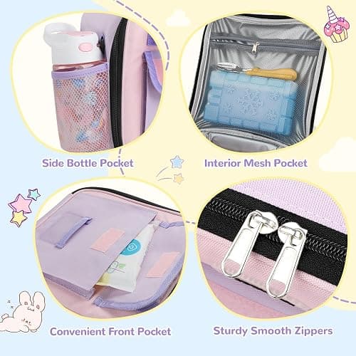 REDSHELL Lunch Box Kids, Large Insulated Lunch Bag for Girls, Purple | Tactical Style, Cooler Lunchbag, Square Toddler Lunchbox, School & Daycare, Lunch Tote, Water Bottle Holder, Adjustable Strap thumbnail 6