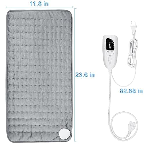 Heating Pad, Electric Heating Pad for Dry & Moist Heat, Electric Heat Pad with Multiple Temp & Timer Settings, Auto Off.(Light Gray, 24"X12") thumbnail 6