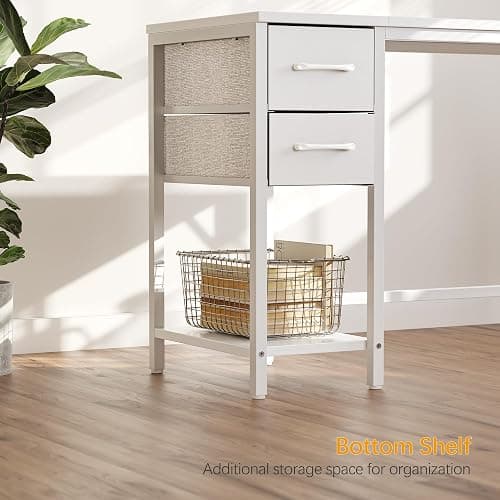 CubiCubi Computer Desk with 2 Drawers, 40 Inch Small Home Office Desk with Storage Study Writing Table, Pure White thumbnail 5