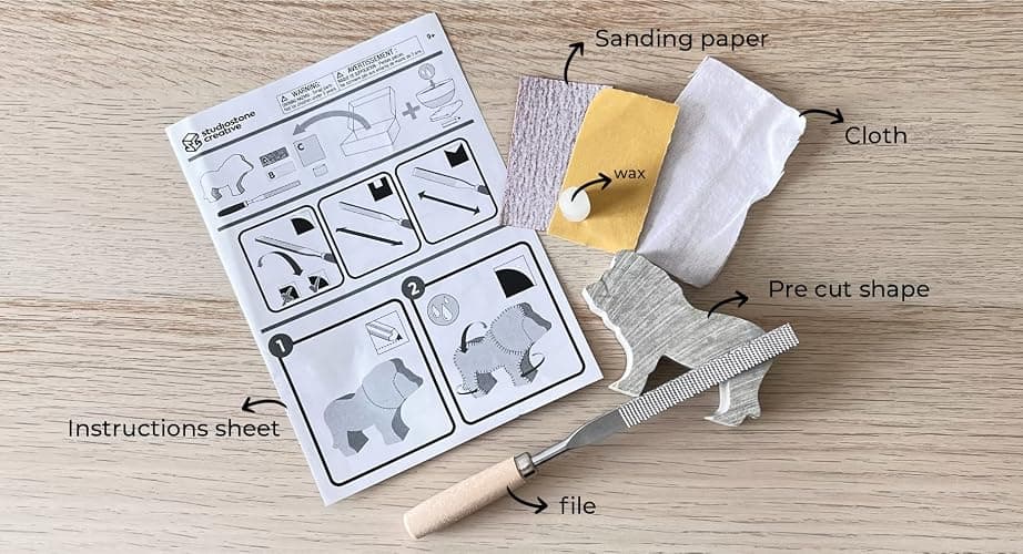 STUDIOSTONE CREATIVE DIY Arts & Crafts Carving Kit Kids Adults Wolf Sculpture Soapstone thumbnail 5