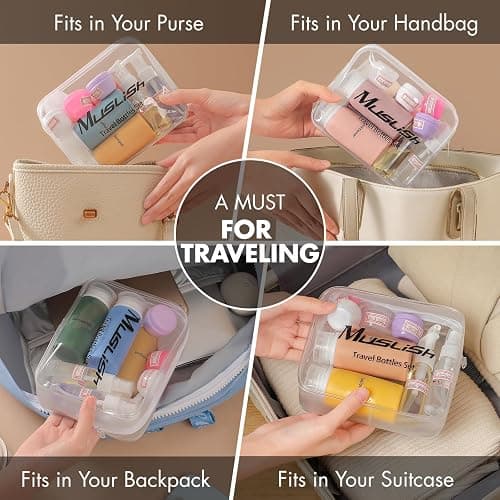 Muslish 21 Pack Leak Proof Silicone Travel Bottles Set, TSA Approved Containers for Toiletries, Travel Size Accessories and Shampoo Conditioner Bottles with Toiletry Bag (BPA Free) thumbnail 5