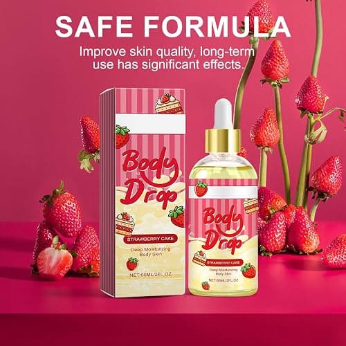 BlueBouff Body Juice Oil Strawberry Shortcake, Strawberry Pound Cake Body Oil Scented, Hydrating and Moisturizing for All Skin Types(60ML/2PCS) thumbnail 5