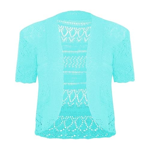 Gal Moda | Short Sleeve Shrug for Women’s | Short Cardigan Bolero Jacket Sweater Dress Cover up | Crochet Knitted Shrug - Image 1