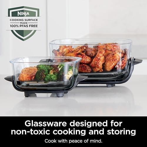 Ninja Crispi Air Fryer, Microwave, Freezer & Dishwasher Safe, Non Toxic Glass Portable Cooking System, 4 QT & 6 Cup Glass Containers with Storage Lids, Easy Meals, Air Fry, Bake, Green, FN101SG thumbnail 14